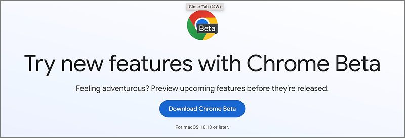 Beta Version of Google Chrome