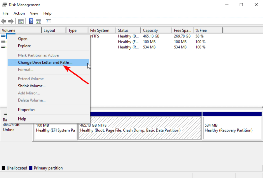 Change Drive Letter and Paths.