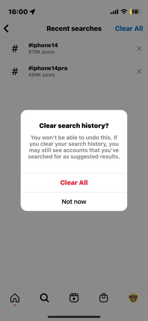 Clear Complete Search History