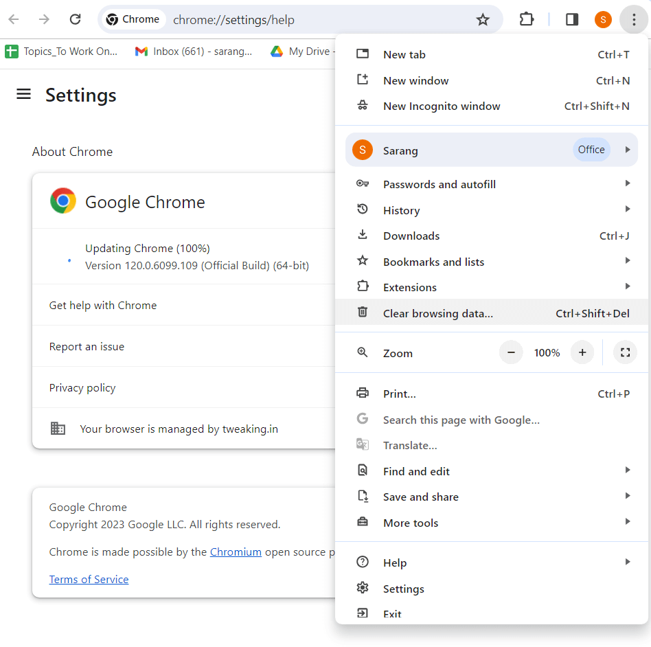 Clear browsing data