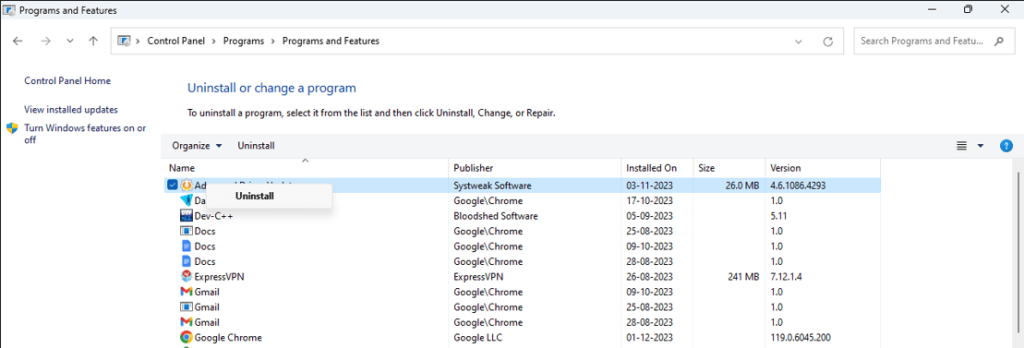 Uninstall