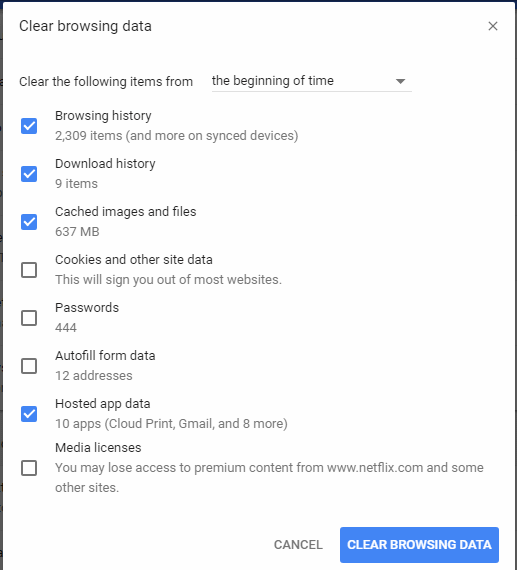 clearing your browser cache