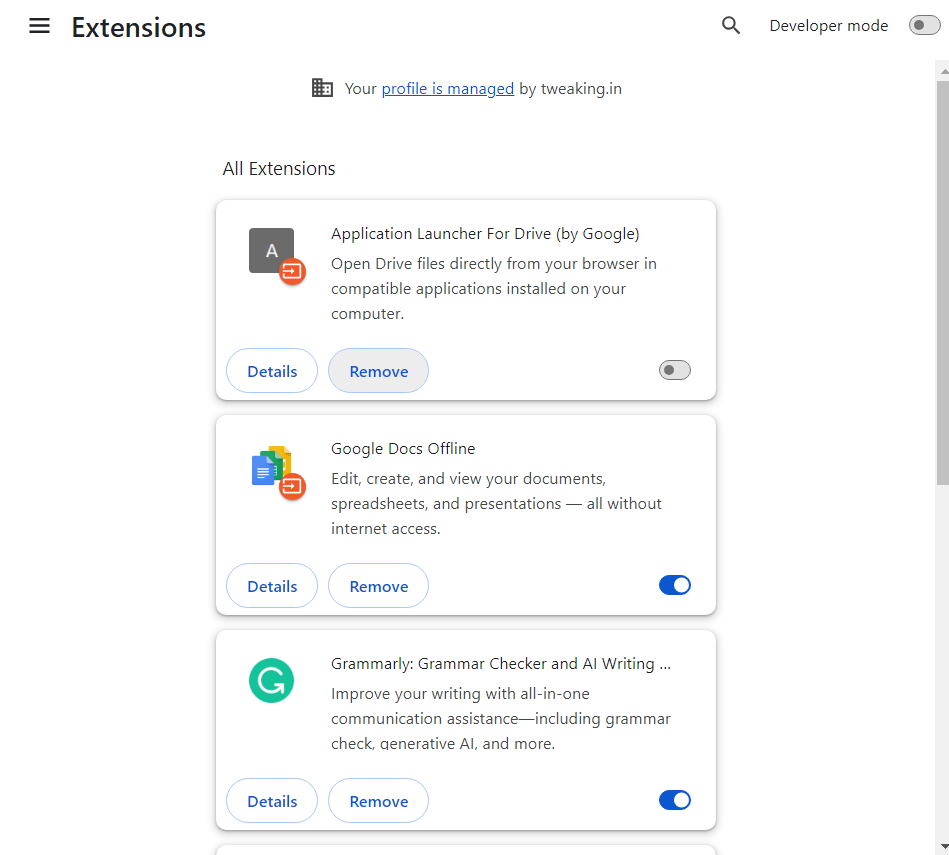 manage extension