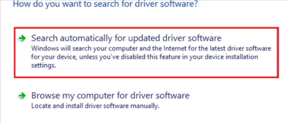 Search automatically for updated driver software