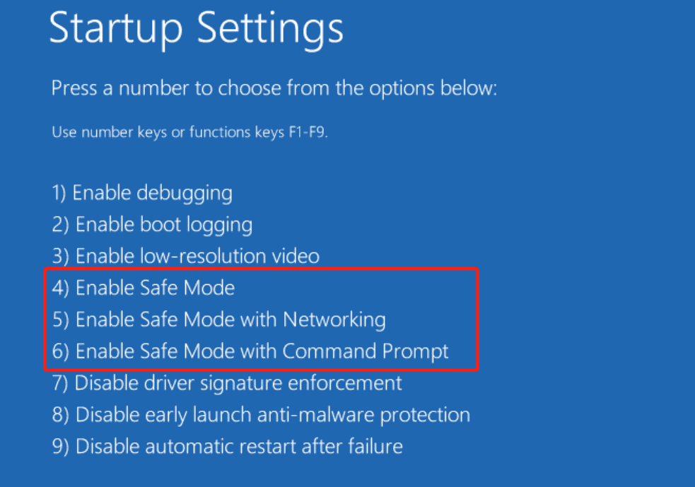 Startup settings