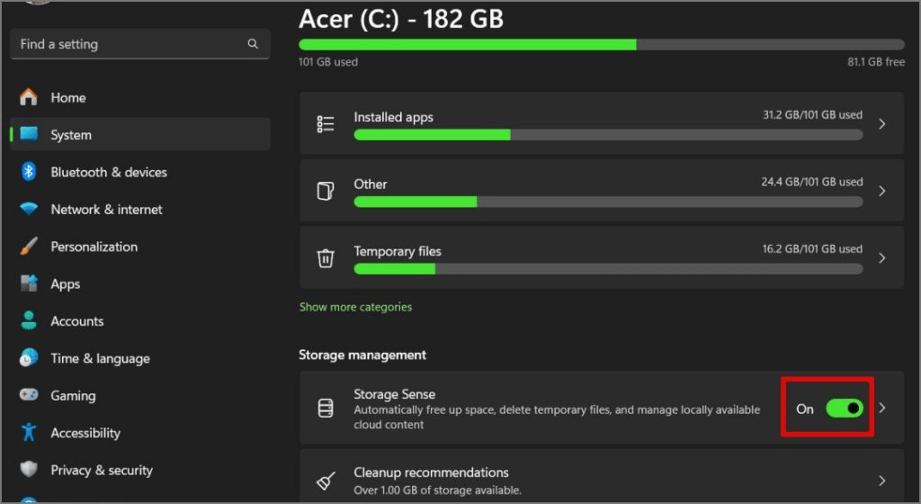 Storage Sense