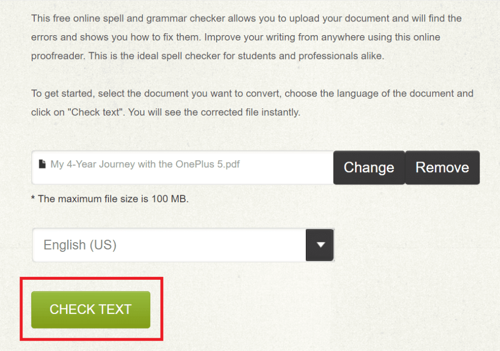 check text
