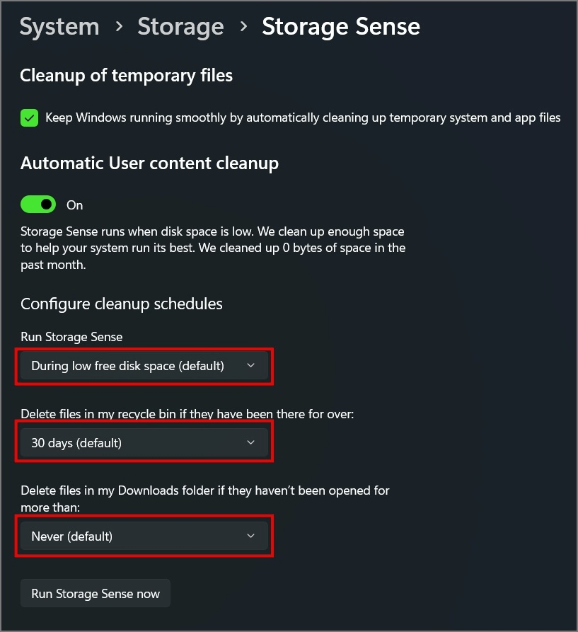 disk space