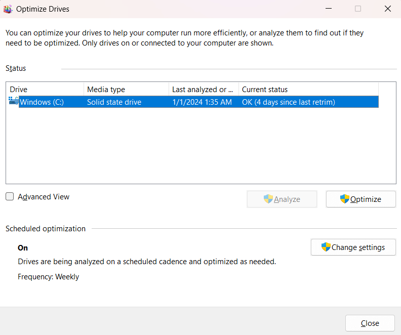 optimize drive