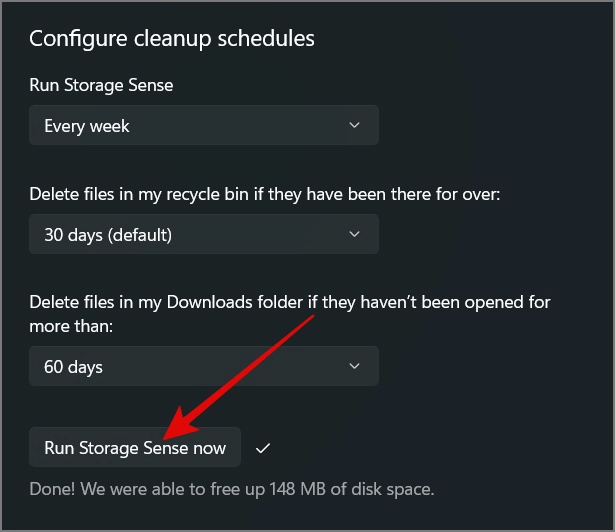 run storage sense