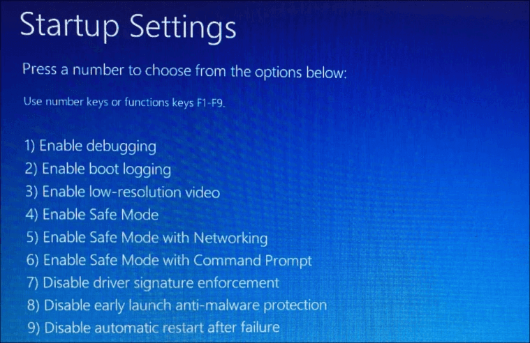 startup settings