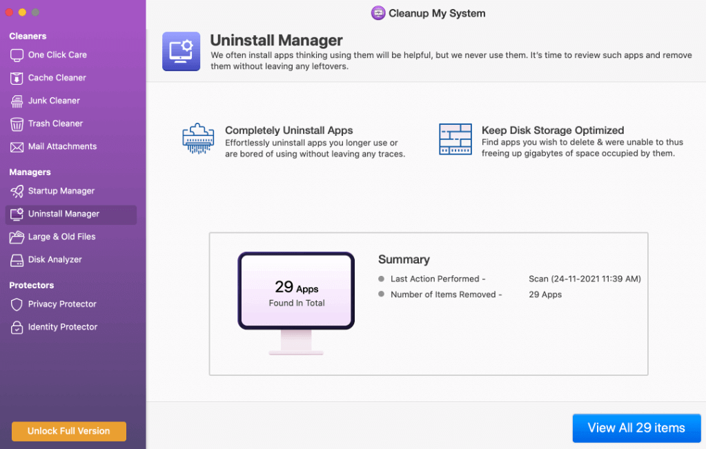 uninstall manager