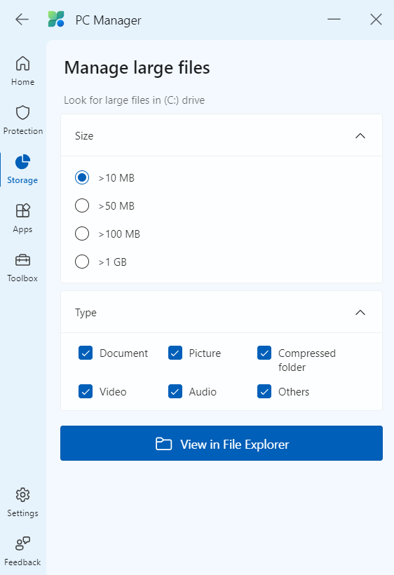 Manage large files
