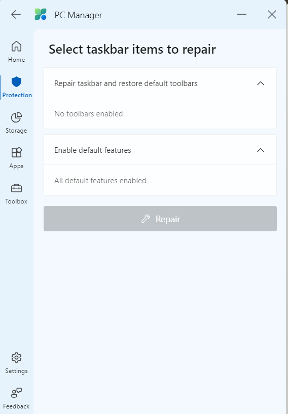 Select taskbar