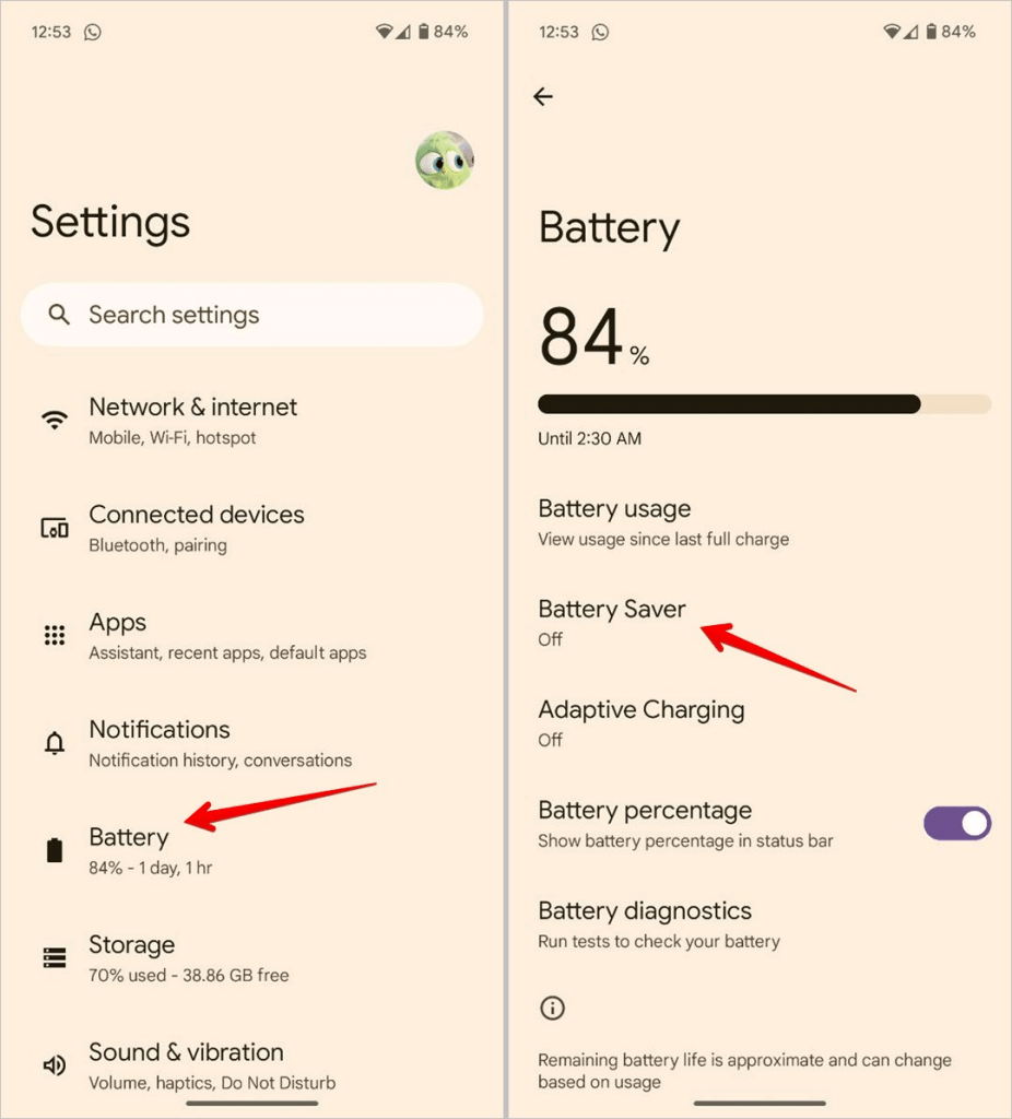 . Turn OFF Battery Saving Mode