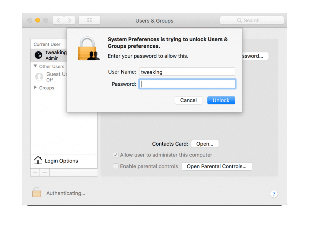administrator password