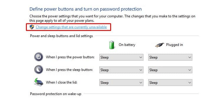 change settings