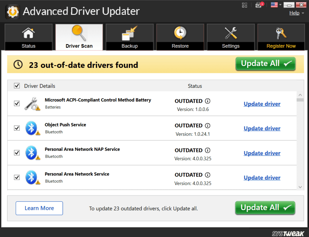 scans outdated drivers