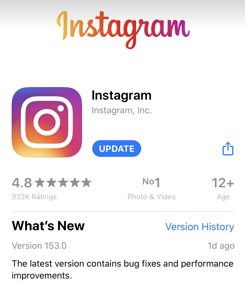 update insta