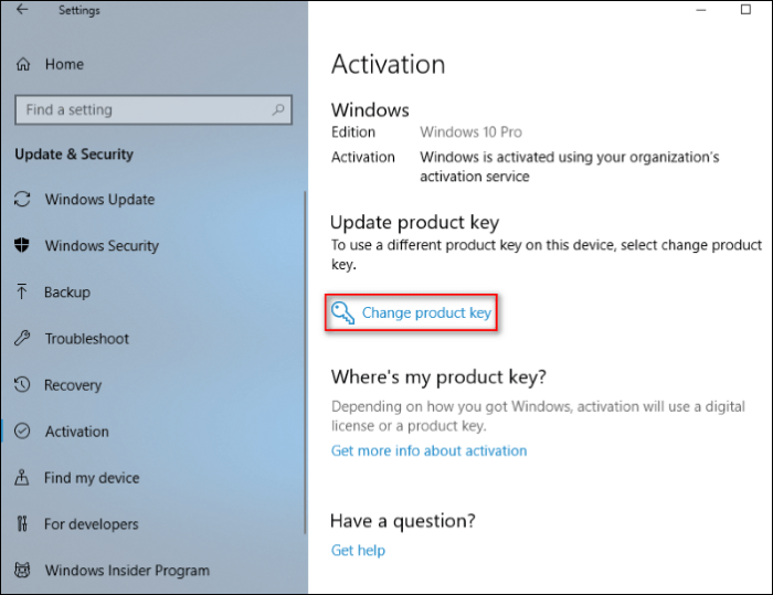 Change product key