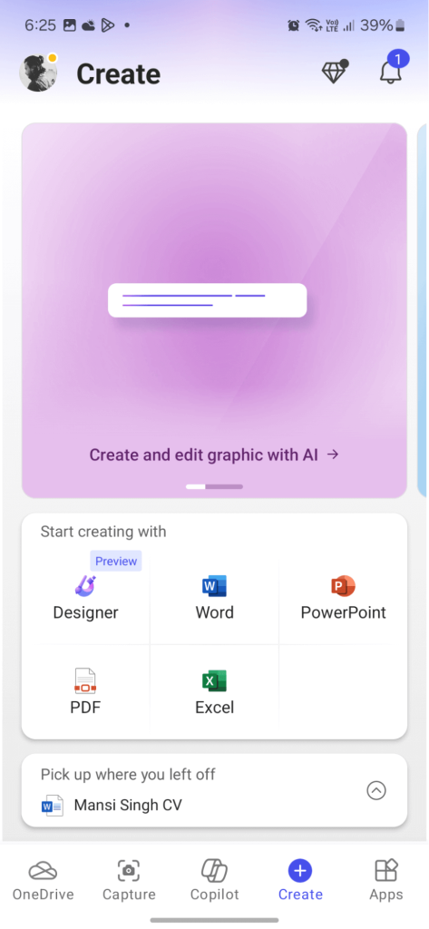 Create button