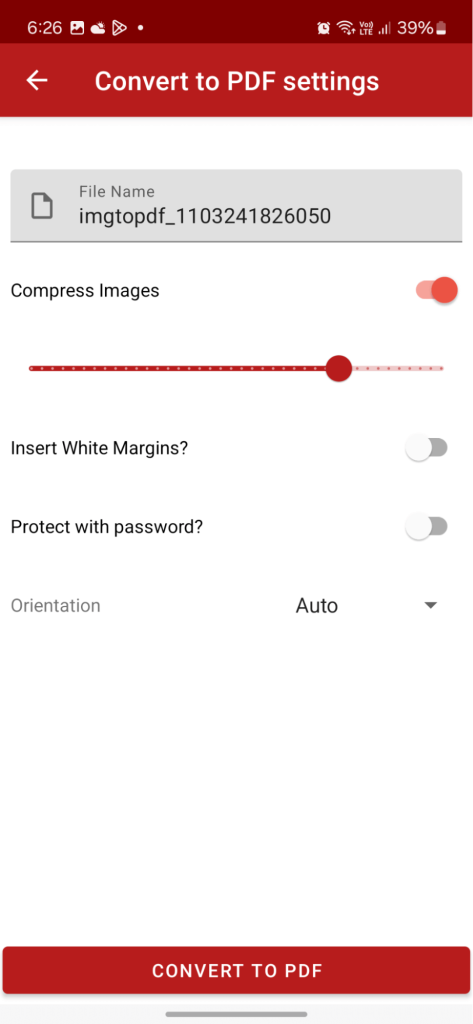 PDF settings