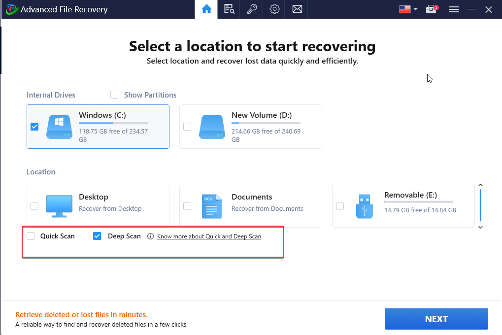 Recover deleted Data