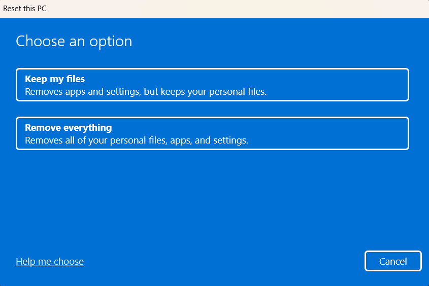 Reset pc