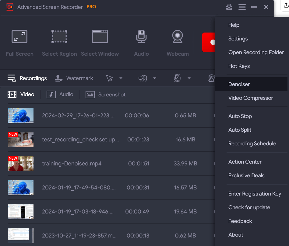 Top screen recorder