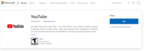 YouTube app