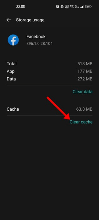 clear cache