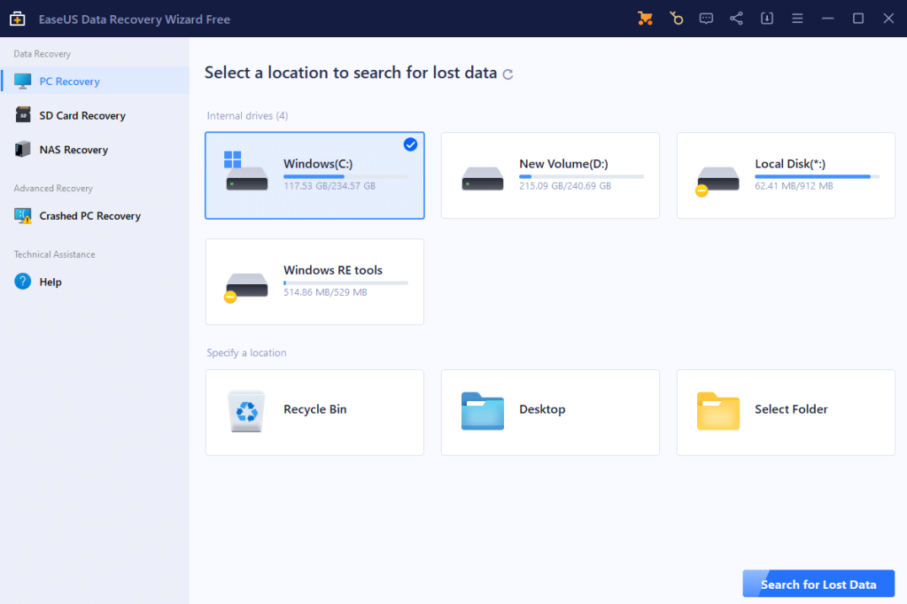 easeus tool for data recovery