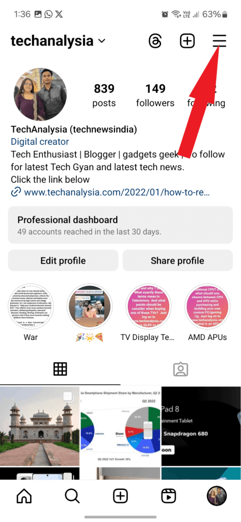 profile page