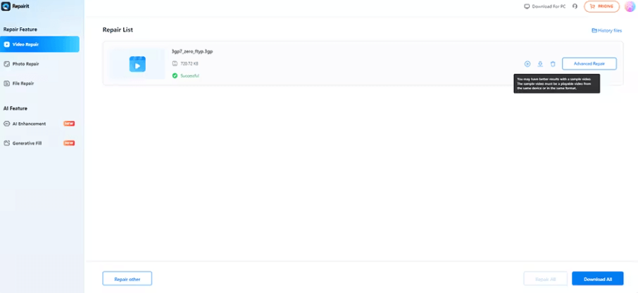 repaired videos at once