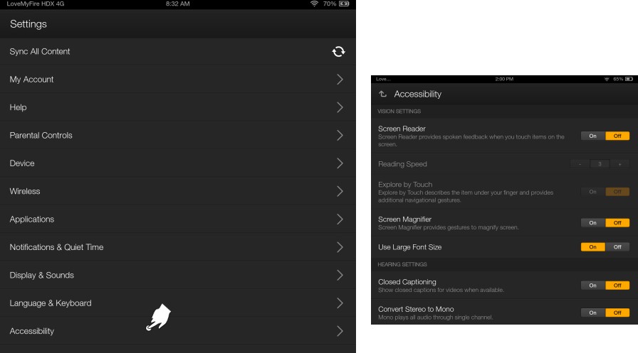 Accessibility mode
