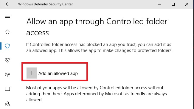 Add an allowed app