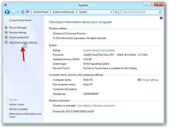 Advanced system settings windows 7 где находится