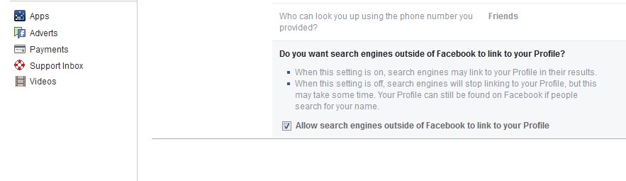 Allow search engines outside of Facebook