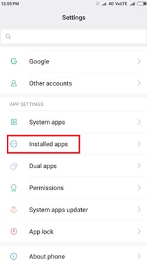 Android installed apps