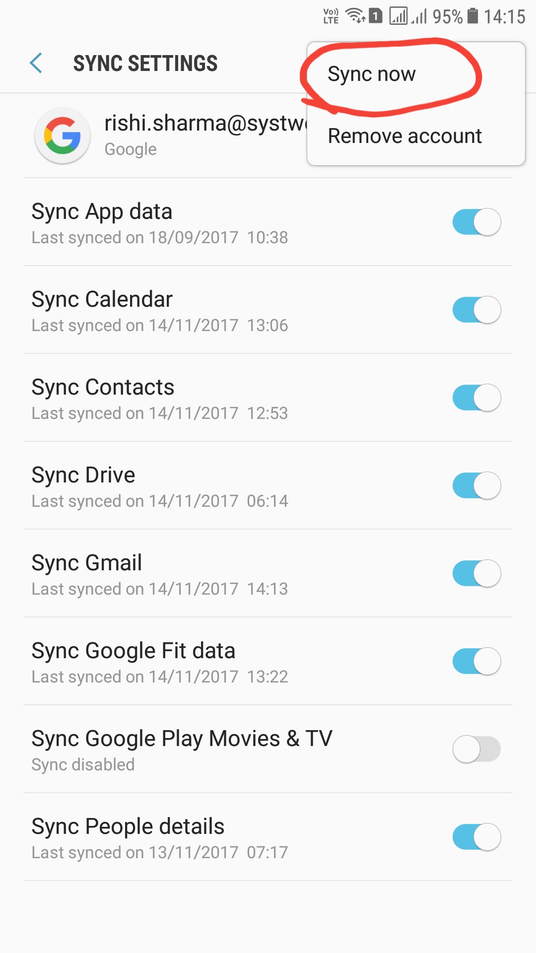Android sync now