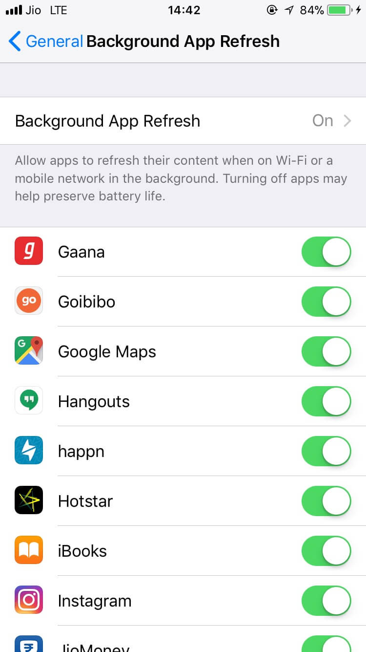 Background app refresh