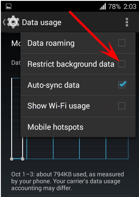 Disable background data