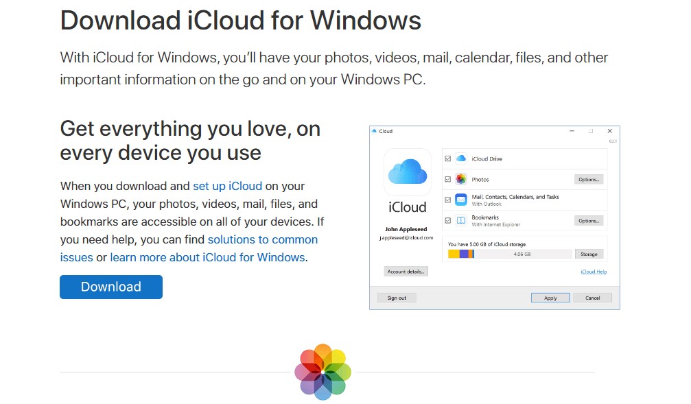download pictures from icloud to pc windows 10