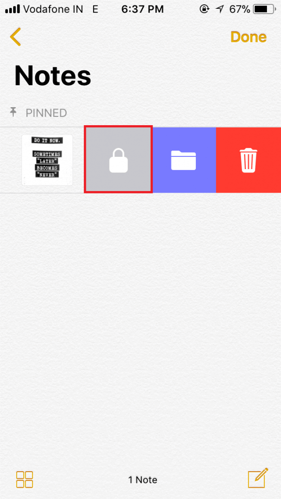Enable Password in Notes