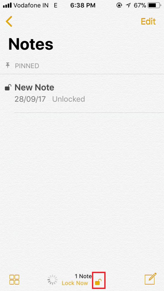 Enable Password in Notes