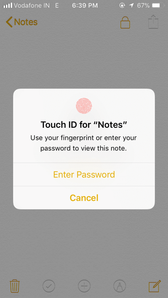 Enable Password in Notes