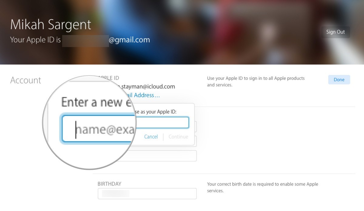 Enter a new email address