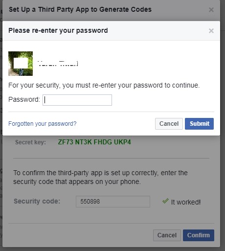 Facebook profile password