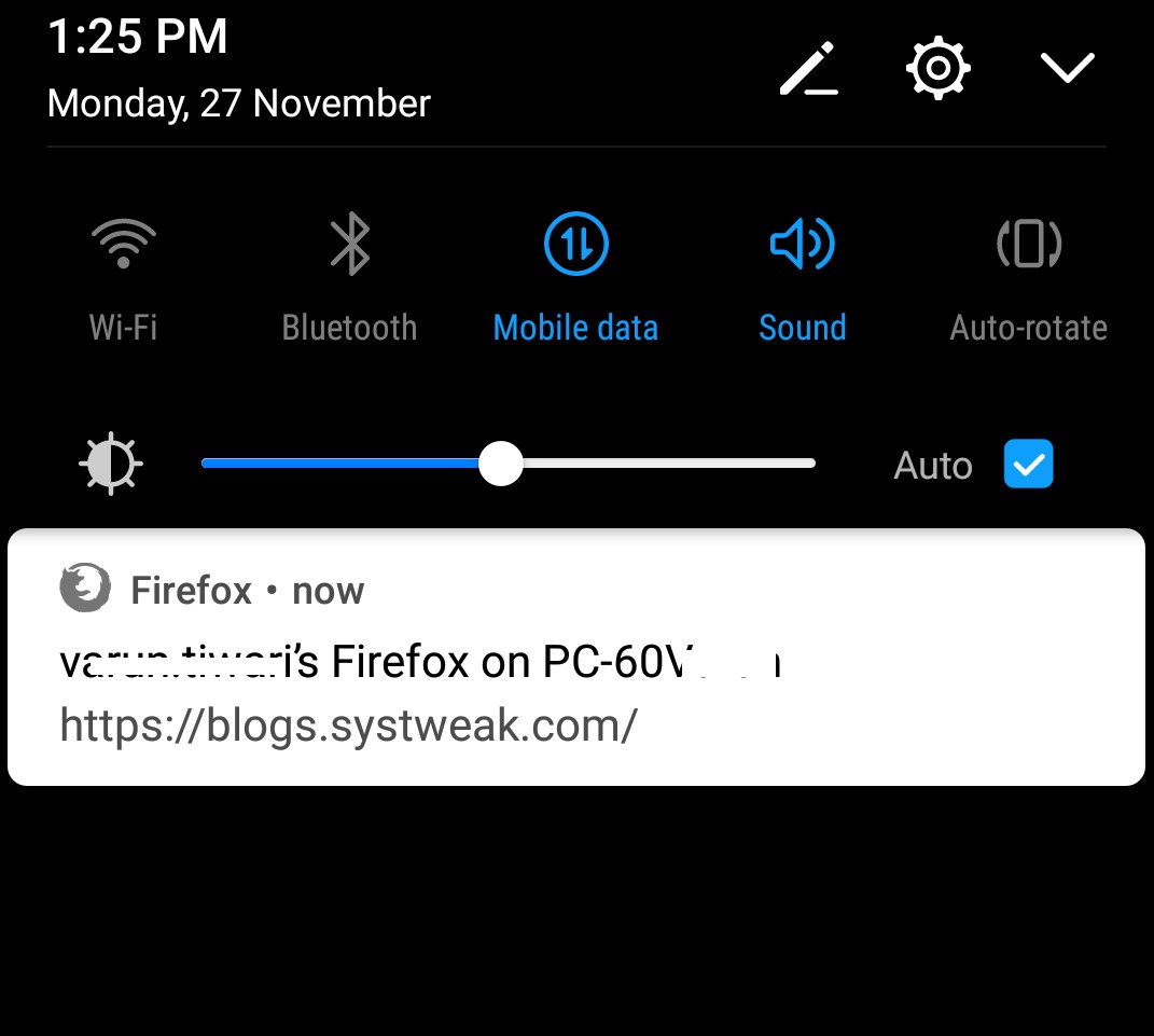 Firefox notification