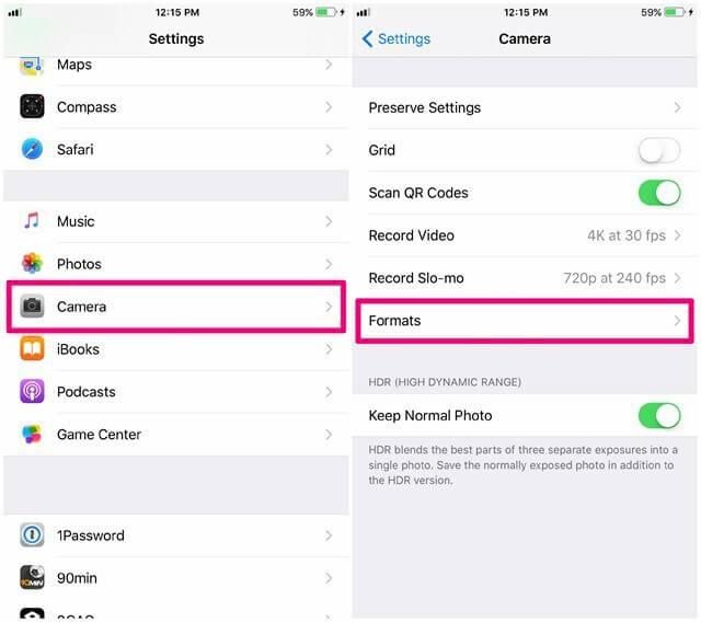 How To Disable High Efficiency In iOS 11.
